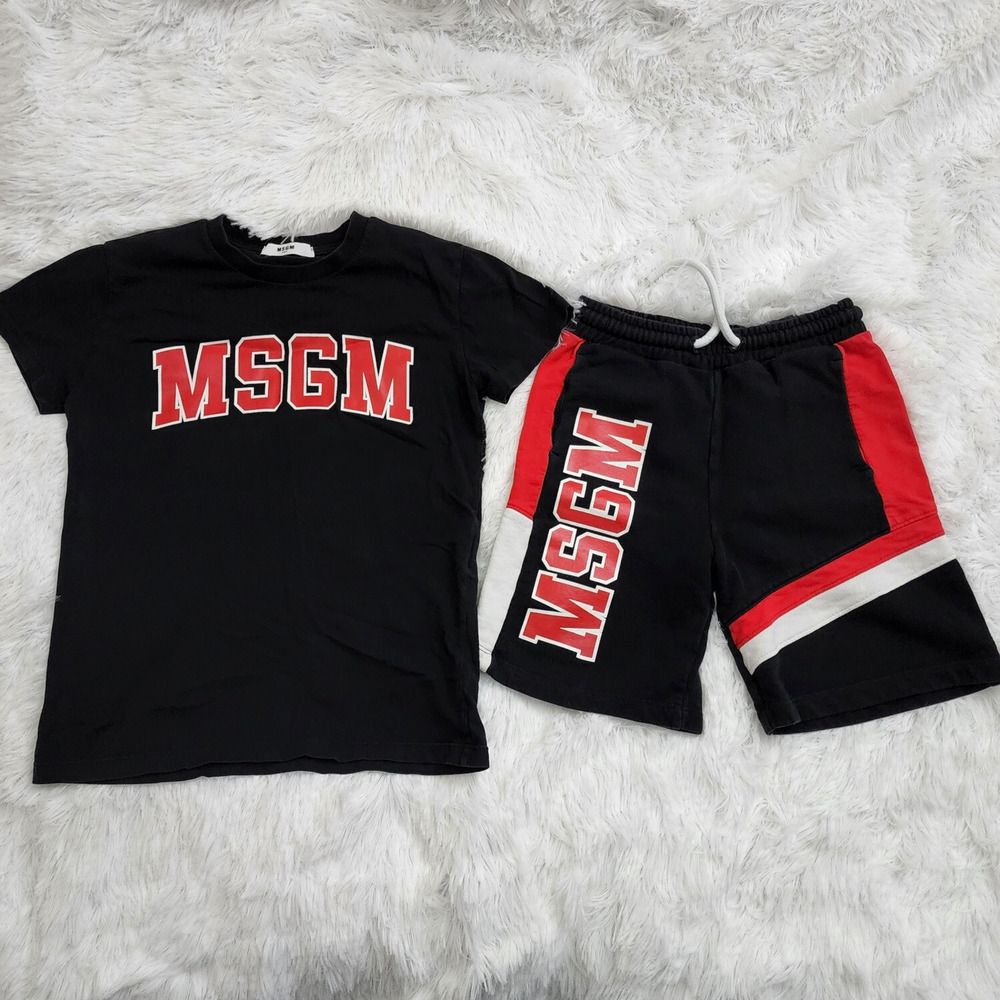 MSGM Boys Black T-shirt and Shorts Logo Set